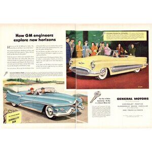1952 GM General Motors Buick Le Sabre 2 Page Vintage Print Ad Concept Wall Art